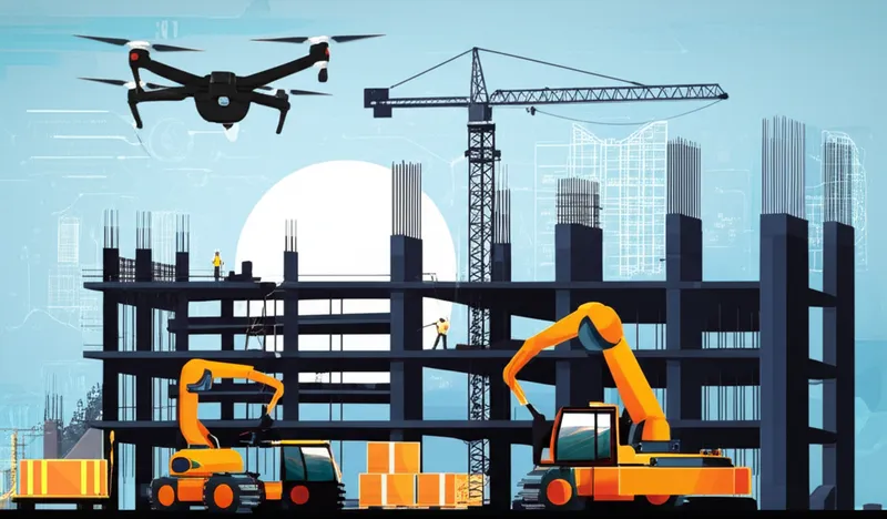 AI monitoring construction site safety with digital overlays